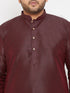 Vastramay Men's Plus Size Wine Silk Blend Kurta Pyjama Set